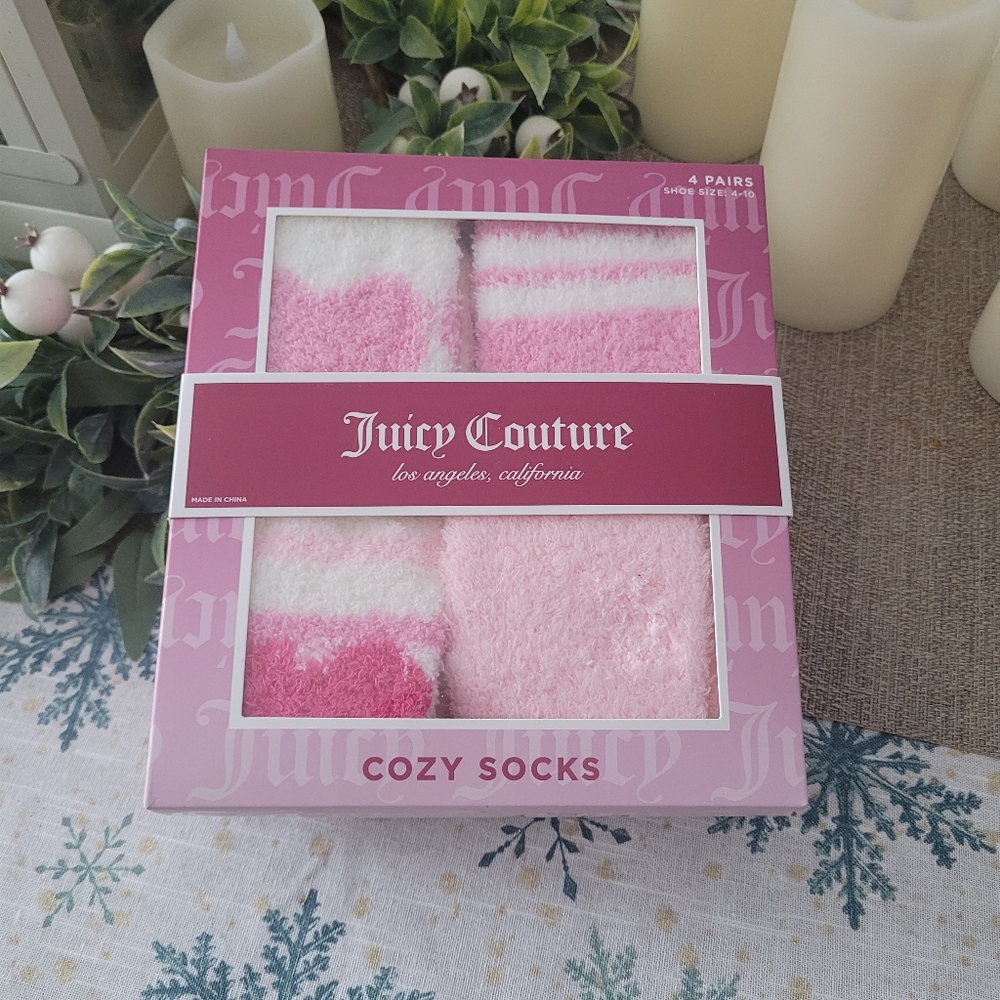Juicy Couture set of four cozy socks, new - Picture 3 of 5